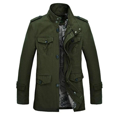 Trenchcoat für Herren - Einreihige Herbstjacke mit schmaler Passform und Reißverschluss