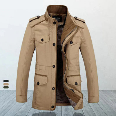 Trenchcoat für Herren - Einreihige Herbstjacke mit schmaler Passform und Reißverschluss