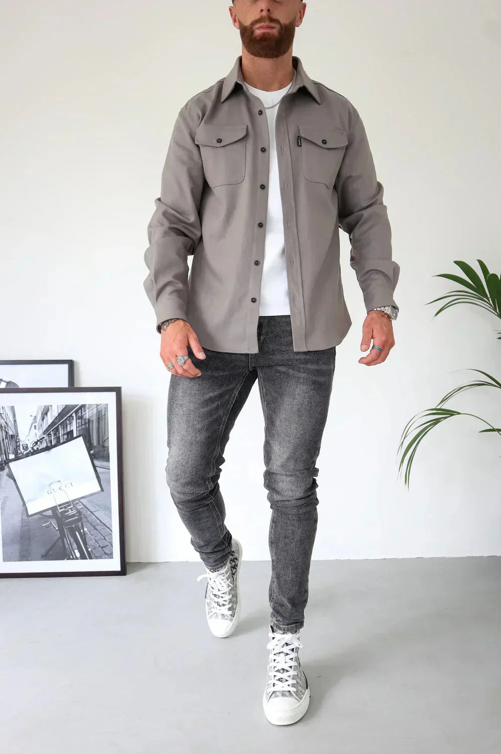 Überhemd - Button-Up - Langarm - Hemdjacke - Herrenjacke
