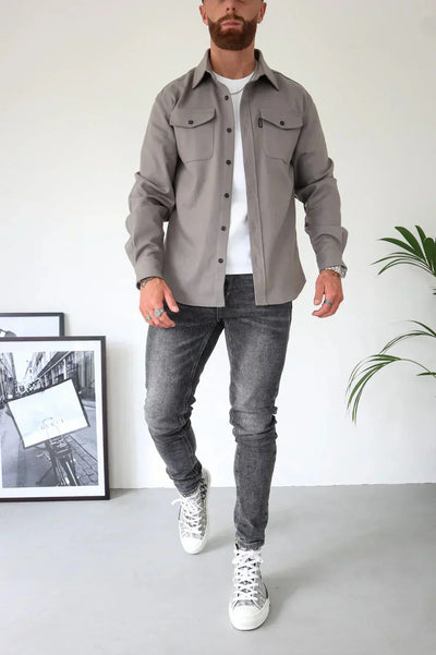 Überhemd - Button-Up - Langarm - Hemdjacke - Herrenjacke