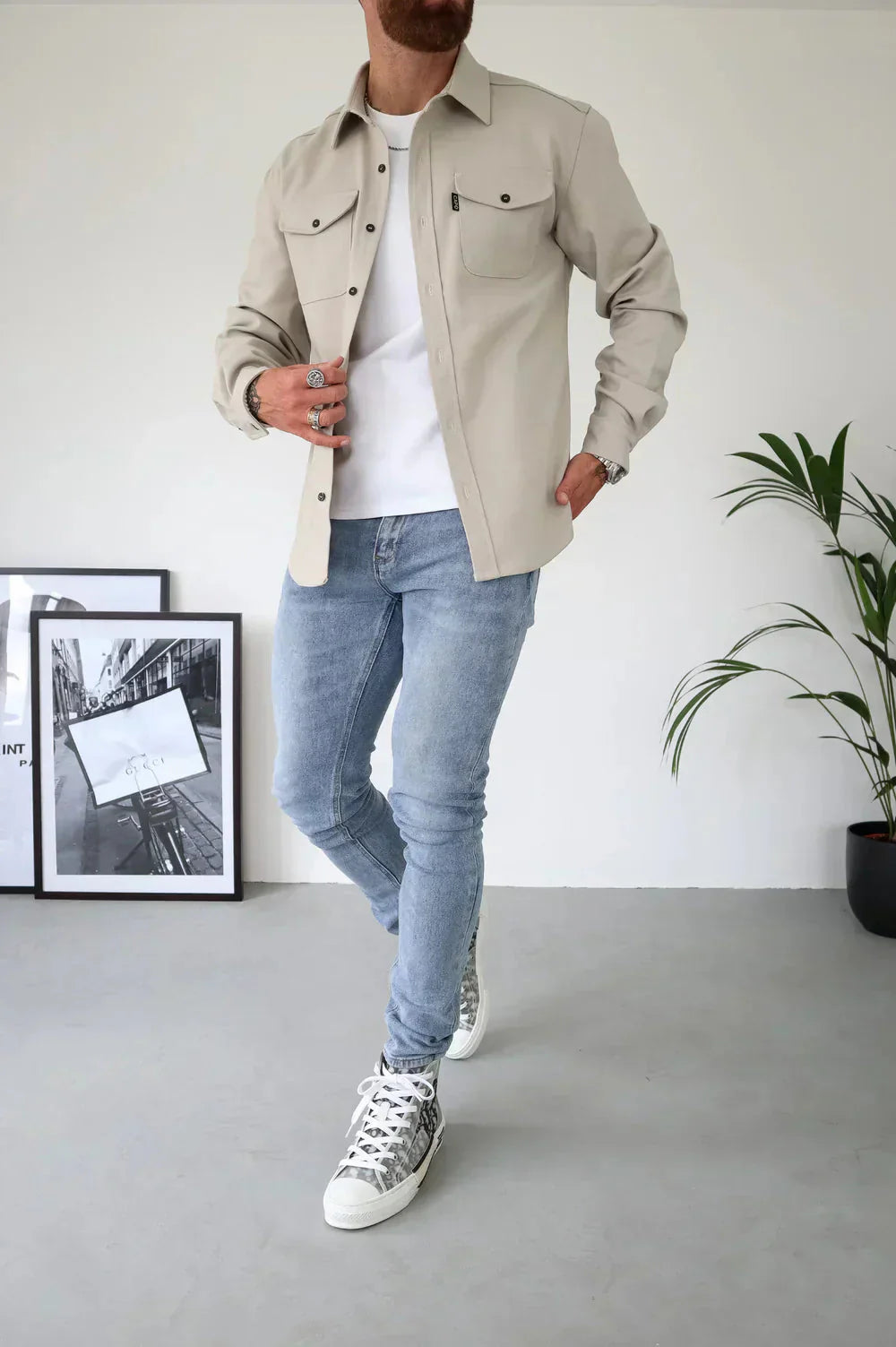 Überhemd - Button-Up - Langarm - Hemdjacke - Herrenjacke
