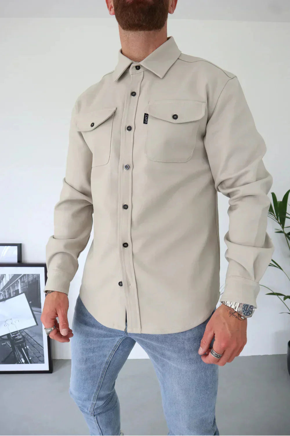 Überhemd - Button-Up - Langarm - Hemdjacke - Herrenjacke