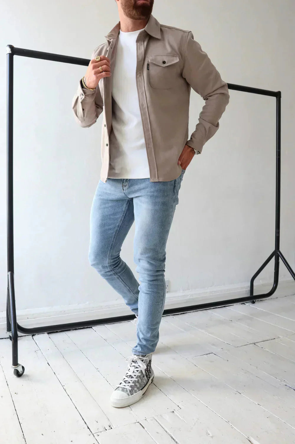 Überhemd - Button-Up - Langarm - Hemdjacke - Herrenjacke