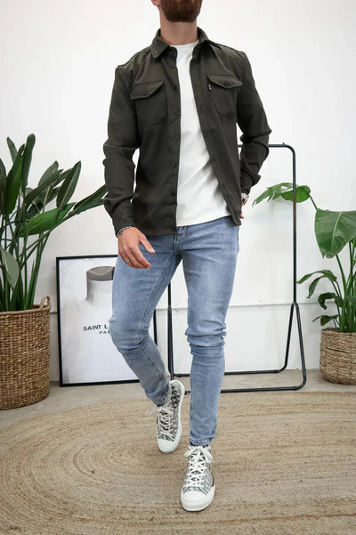 Überhemd - Button-Up - Langarm - Hemdjacke - Herrenjacke