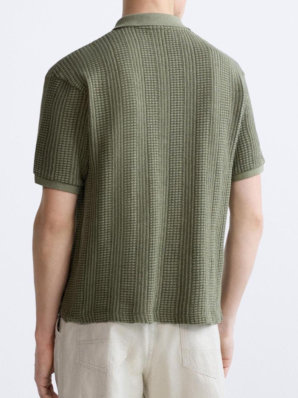 Strukturiertes Strick-Polo mit Reißverschluss