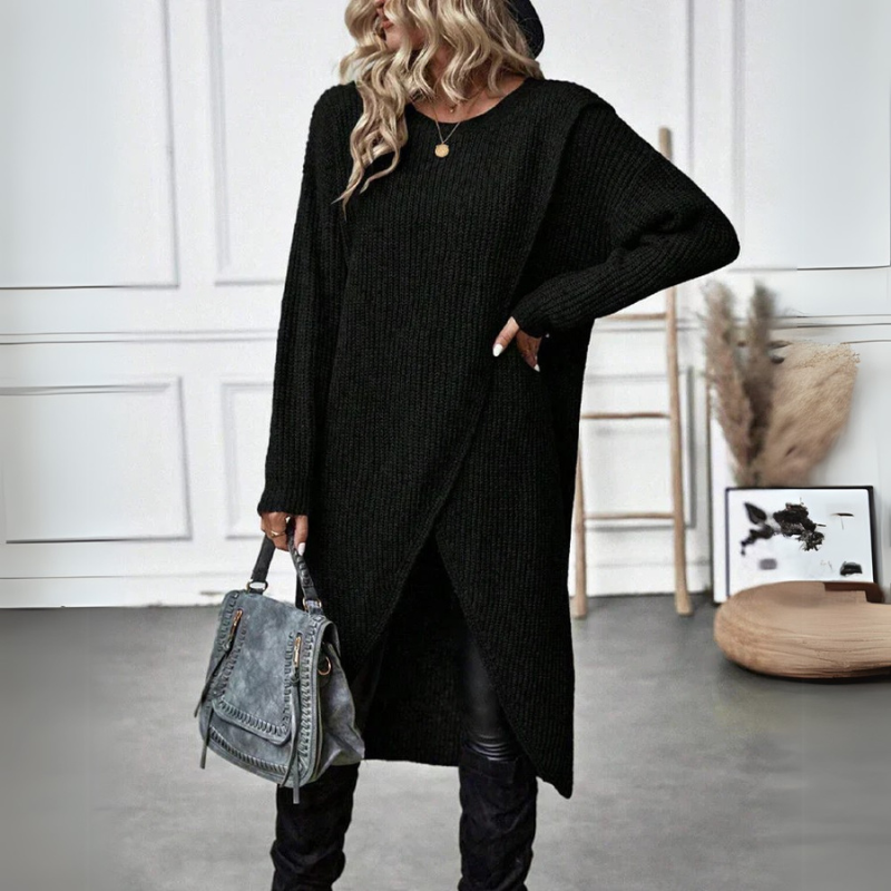 Emma | Luxuriöses Strickkleid mit Schlitz Damen Kleid