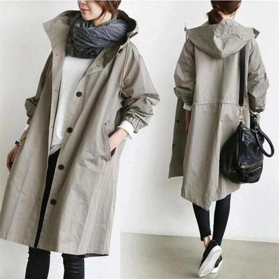 Langer Wasserdichter Trenchcoat Für Damen | Winter