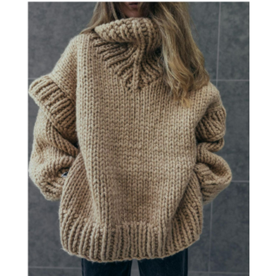 Damen Eleganter Rollkragen Gestrickter Warmer Pullover | Oversized