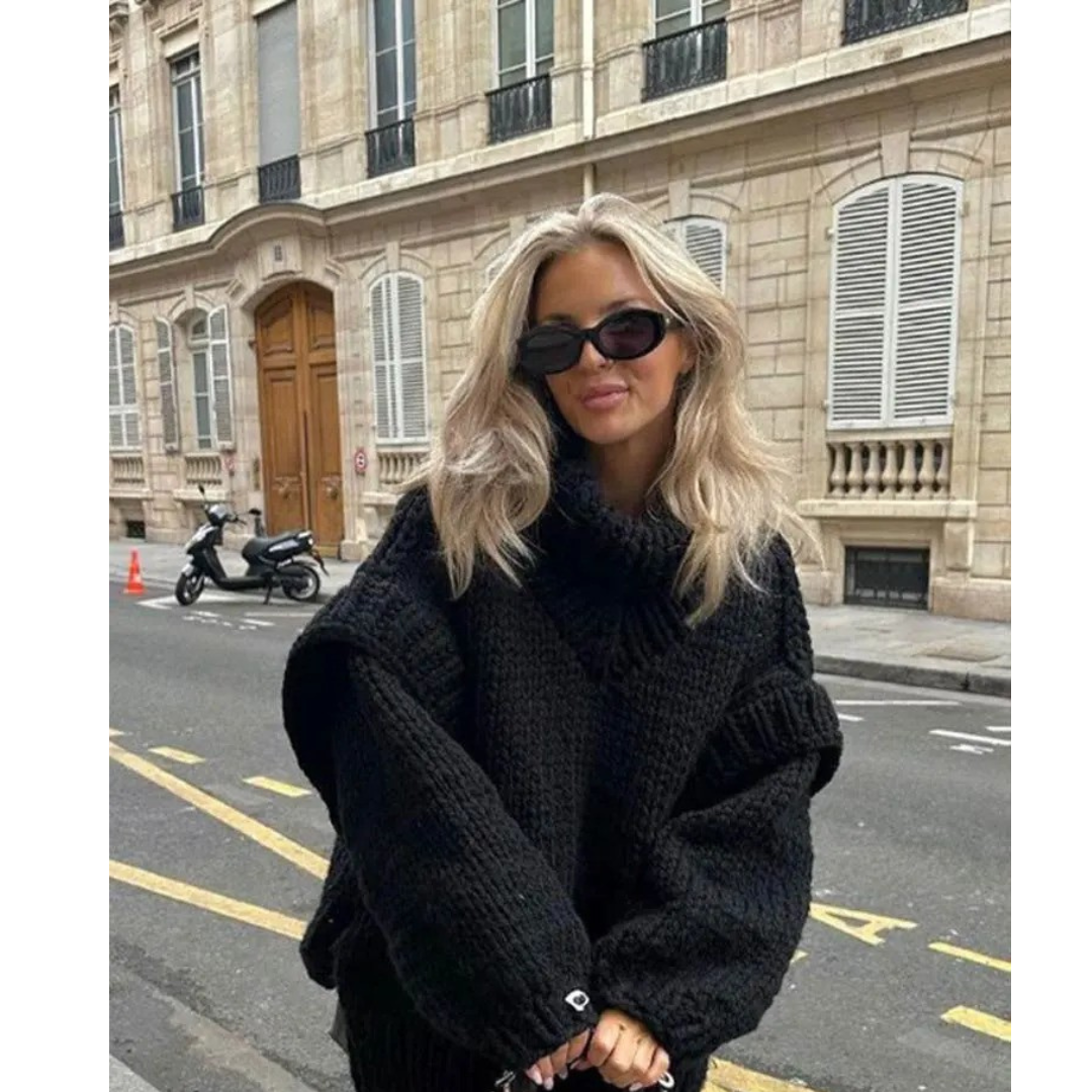 Damen Eleganter Rollkragen Gestrickter Warmer Pullover | Oversized