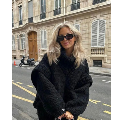 Damen Eleganter Rollkragen Gestrickter Warmer Pullover | Oversized