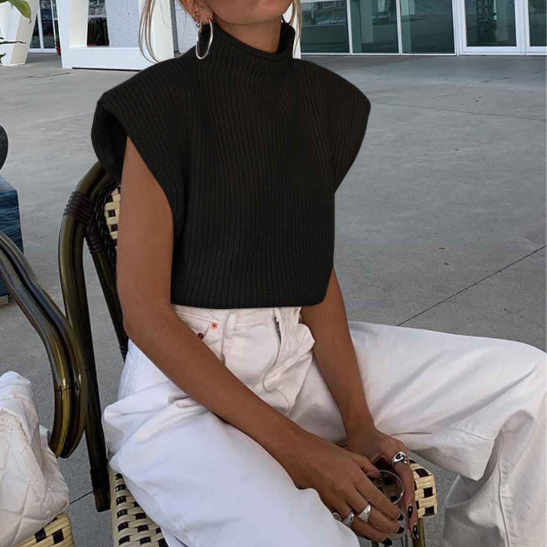 Ärmelloses Oberteil mit hohem Kragen für Damen