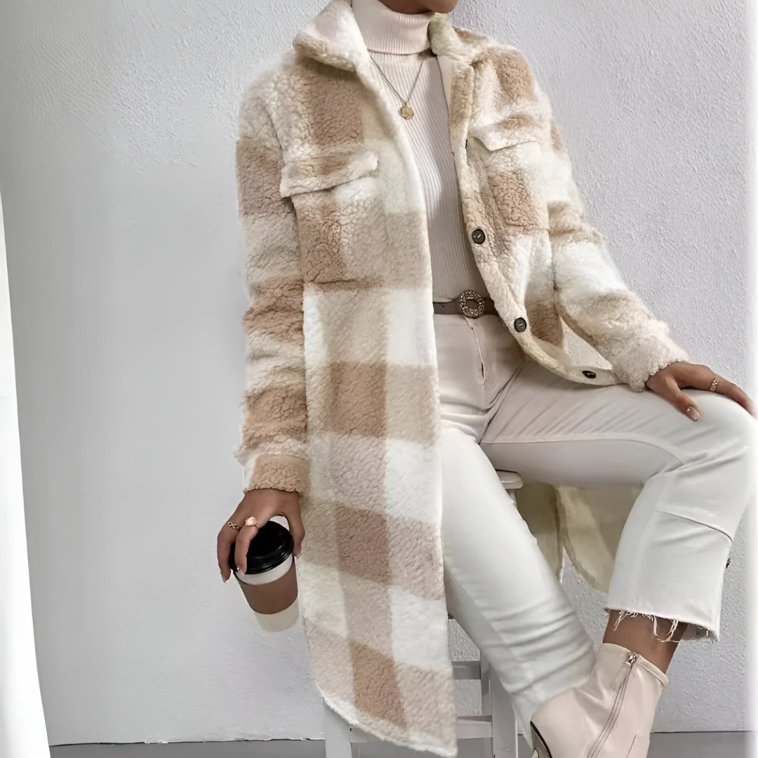 Sichtbarer Karo-Mantel für Damen