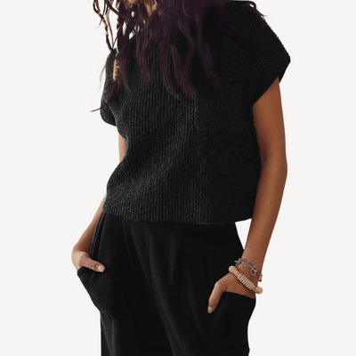 Geripptes Strick-Zweiteiler-Hosen-Set für Damen