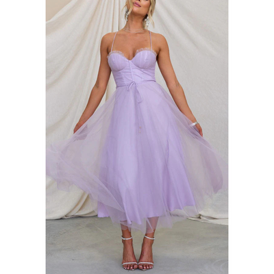 Elegantes Sommerkleid Mit Spaghettiträgern Für Damen | Midi