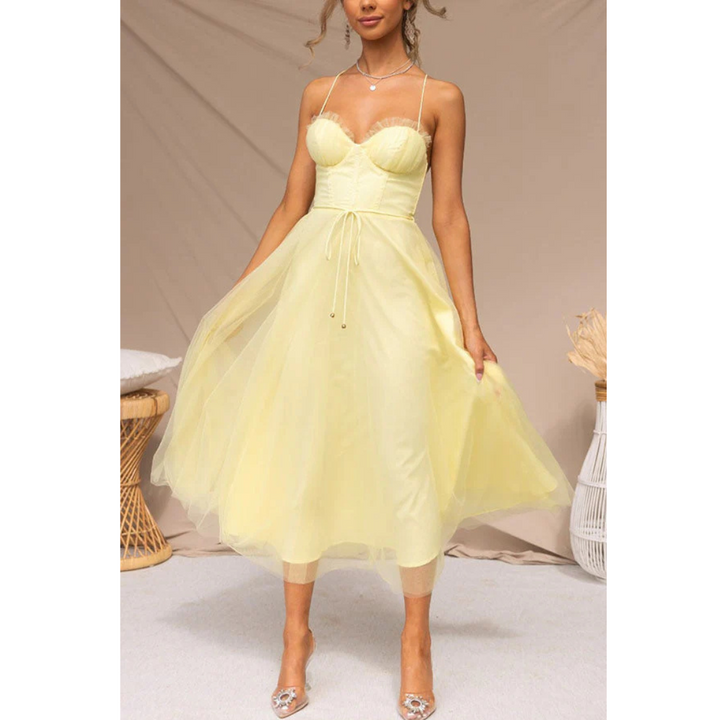 Elegantes Sommerkleid Mit Spaghettiträgern Für Damen | Midi