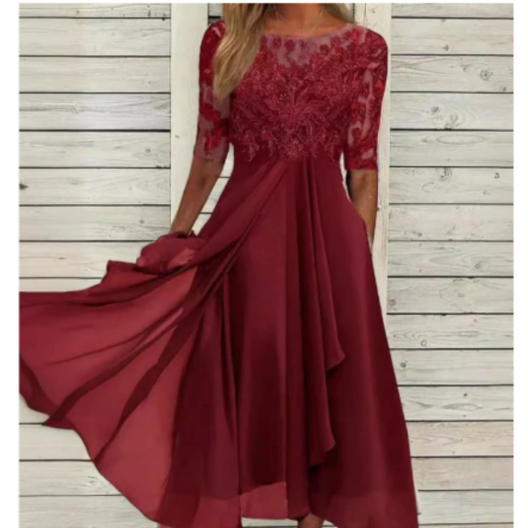 Damen Plissee Rundhalsausschnitt Kleid | Mini