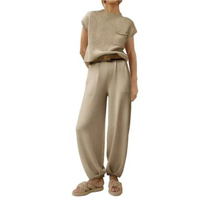 Damen Locker Geschnittenes Weit Bein Zwei Teile Set | Co-Ord