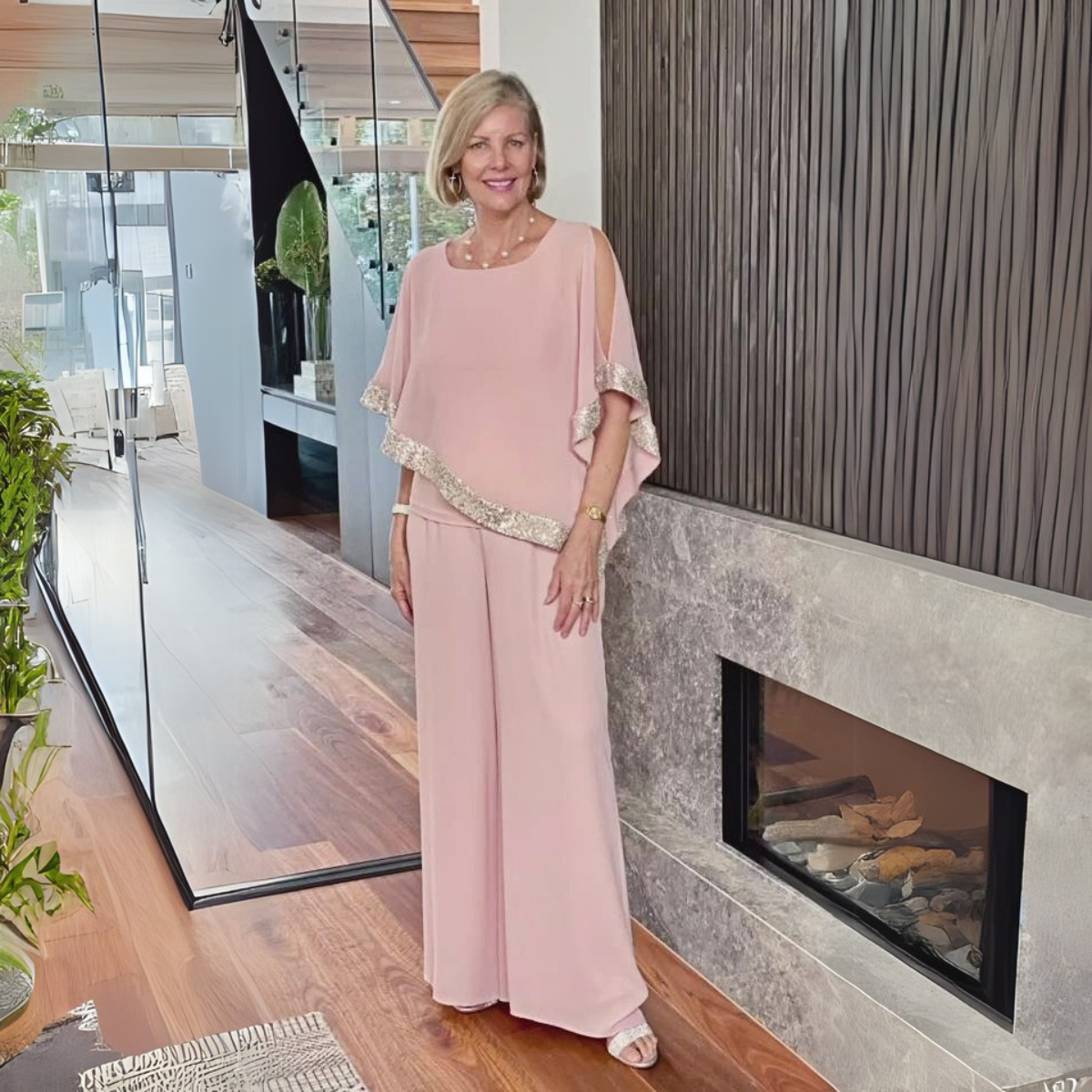 Drapierter Jumpsuit Mit Paillettenbesatz Für Damen