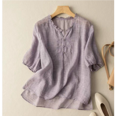 Damen Sommer Lässige Button Down Bluse | Vintage