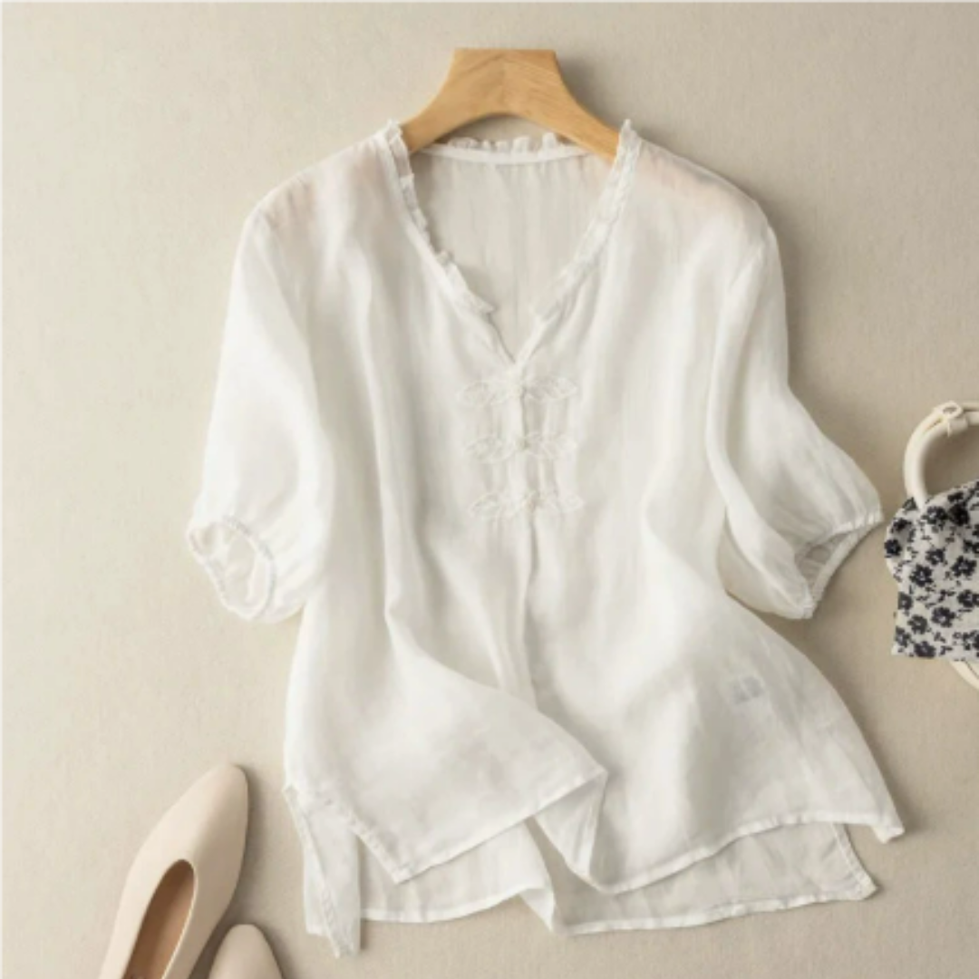 Damen Sommer Lässige Button Down Bluse | Vintage