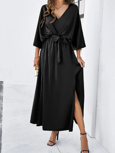 V-Ausschnitt frühling kleid für frauen