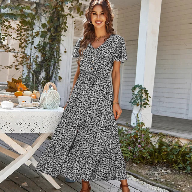 Frauen vintage geblümtes kleid