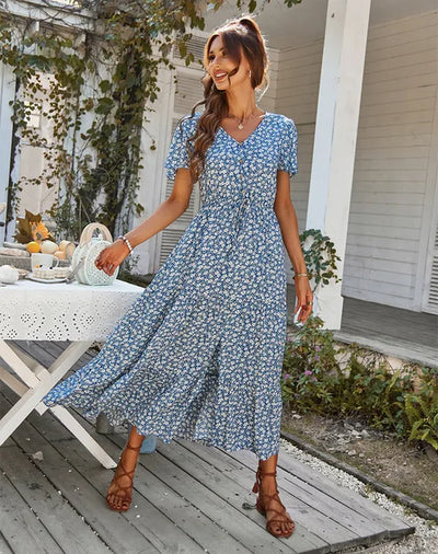 Frauen vintage geblümtes kleid