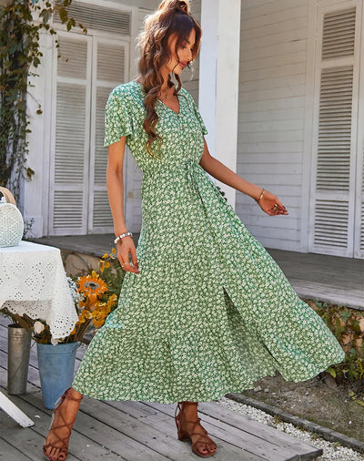 Frauen vintage geblümtes kleid