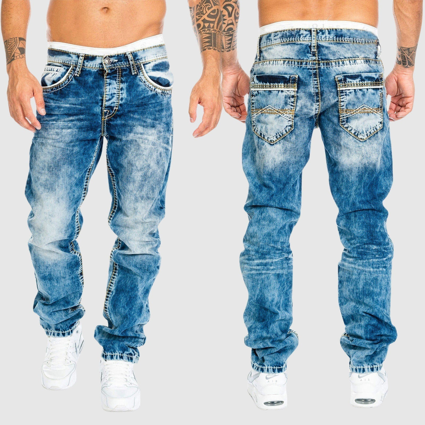 Weit geschnittene Jeans – verwaschen – tief sitzend – Baggy-Jeans – Herrenjeans