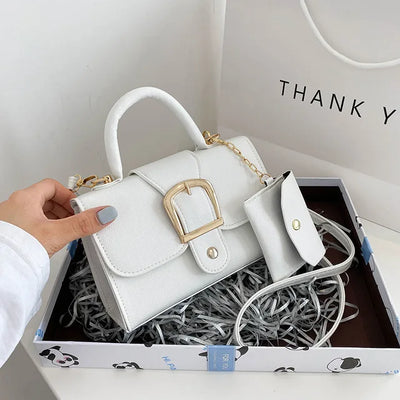 Elegante Damenhandtasche mit Schnalle – Vegan Leder Schultertasche
