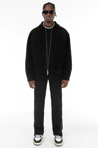 Wildlederjacke – Herren-Lederjacke mit Reißverschluss und Taschen