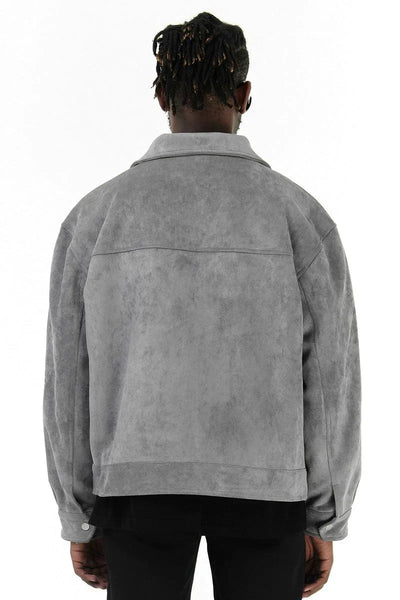 Wildlederjacke – Herren-Lederjacke mit Reißverschluss und Taschen