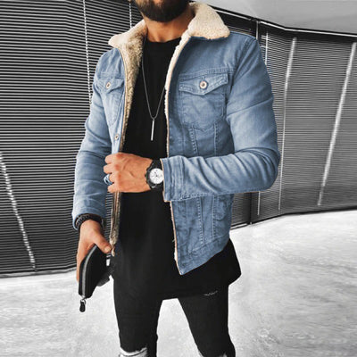 Winter-Jeansjacke aus Denim – schmal geschnittene Jeansjacke für Herren mit Fleecefutter