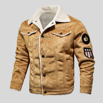 Winter-Lederjacke | Warm | Mit Knöpfen zu schließen | Mit Sherpa gefüttert | Winterjacke für Herren