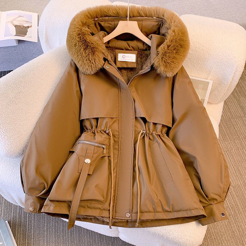 Winterparka mit pelzbesatz