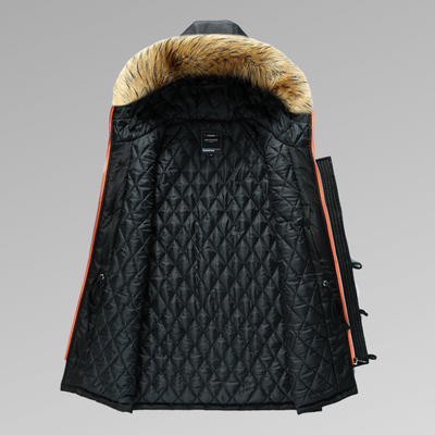 Winterparka – warme Herren-Steppjacke mit Fellkapuze und Steppfutter