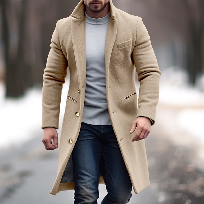 Woll-Trenchcoat – Einreihiger Winter-Trenchcoat für Herren