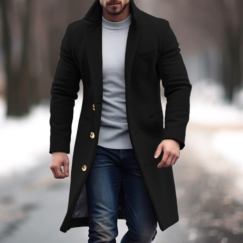 Woll-Trenchcoat – Einreihiger Winter-Trenchcoat für Herren