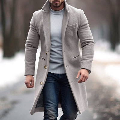 Woll-Trenchcoat – Einreihiger Winter-Trenchcoat für Herren