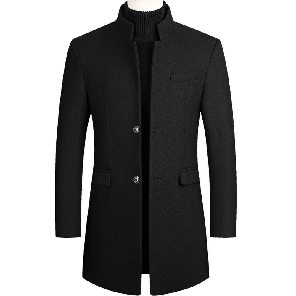 Woll-Trenchcoat – Formal – Klassisch – Einreihiger Mantel – Herrenjacken
