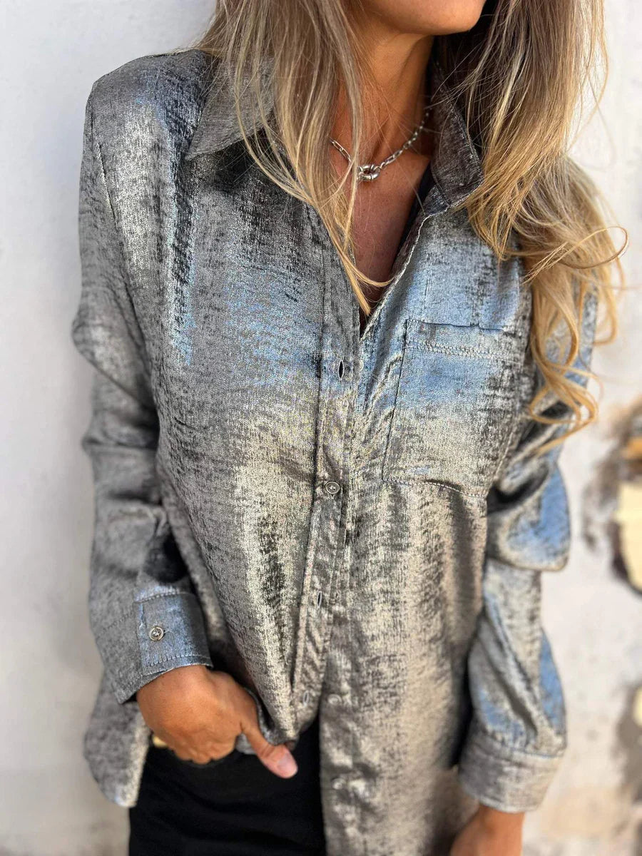 Langarmshirt Mit Pailletten Für Damen | Button Down