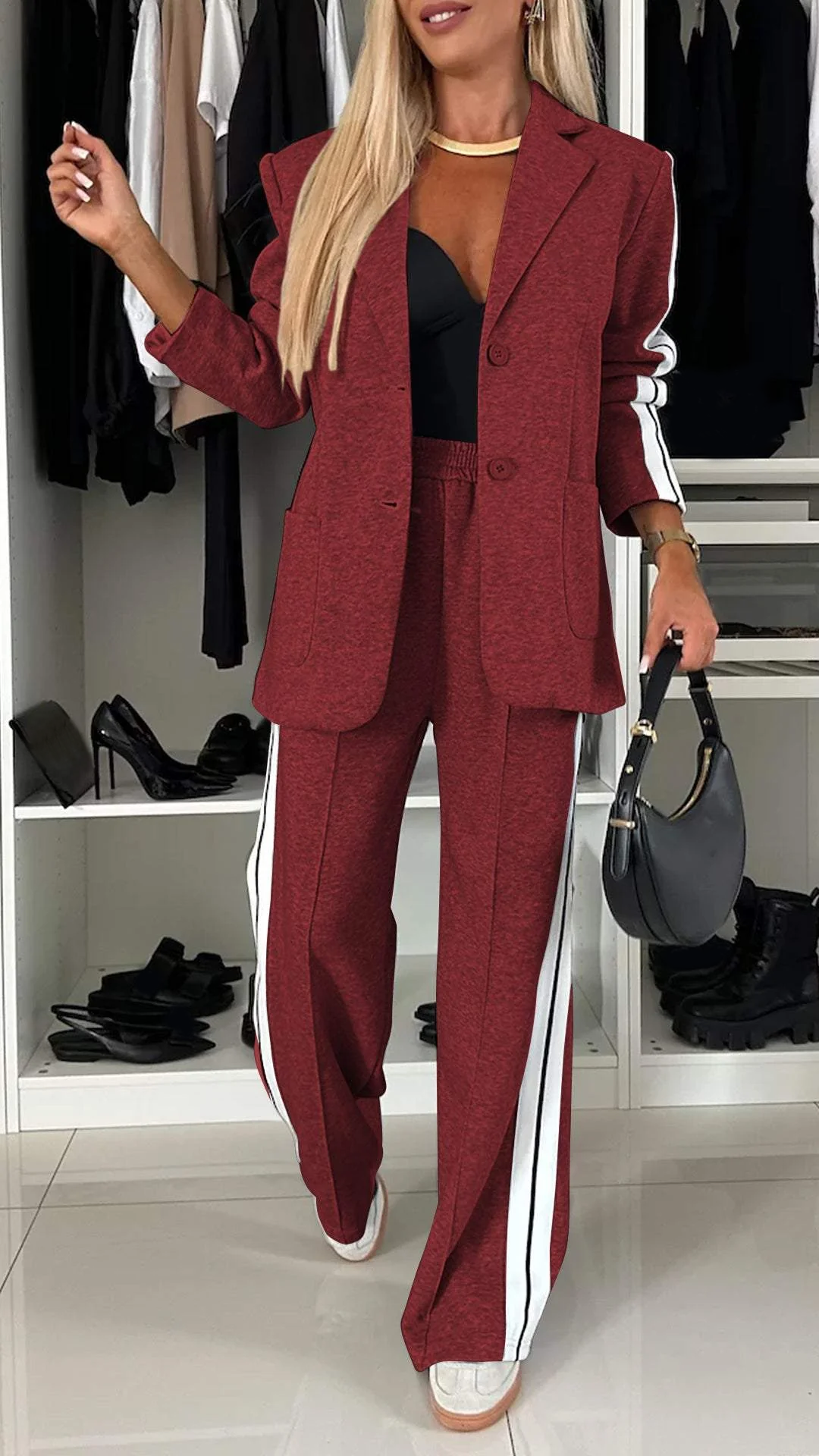 Trendiges Damen Trainingsanzug Set mit Blazer & Hose – Komfort & Stil