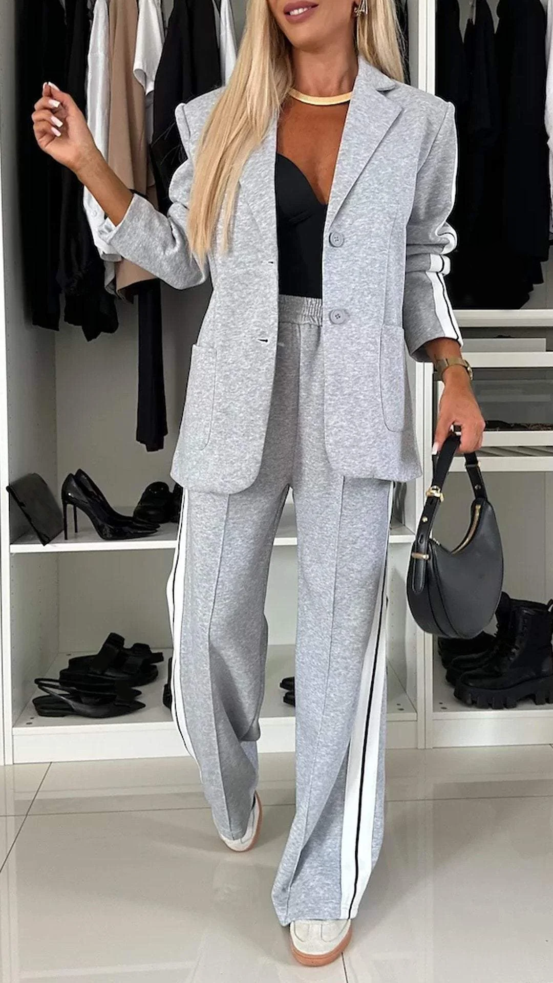 Trendiges Damen Trainingsanzug Set mit Blazer & Hose – Komfort & Stil