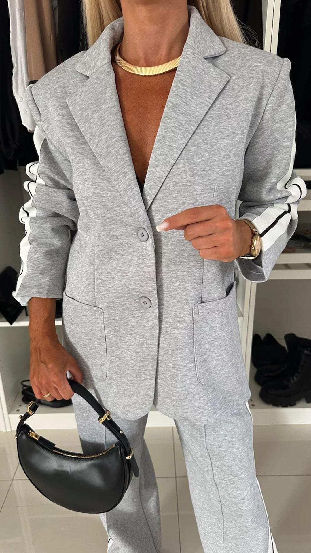 Trendiges Damen Trainingsanzug Set mit Blazer & Hose – Komfort & Stil
