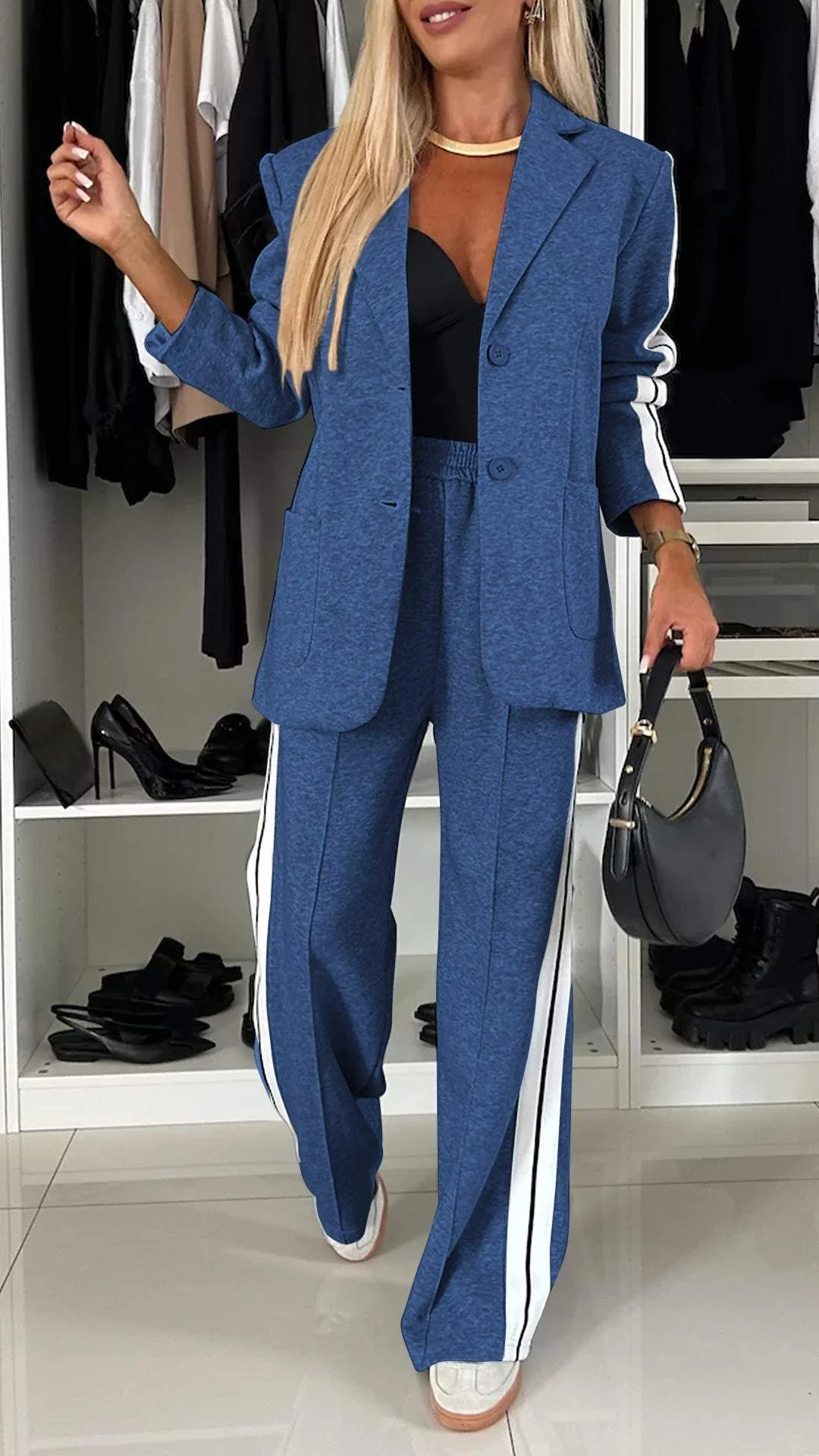 Trendiges Damen Trainingsanzug Set mit Blazer & Hose – Komfort & Stil