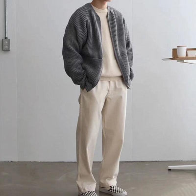 Zip Cardigan - Chunky - Rippenstrick - Strickjacke - Herren Strickjacke