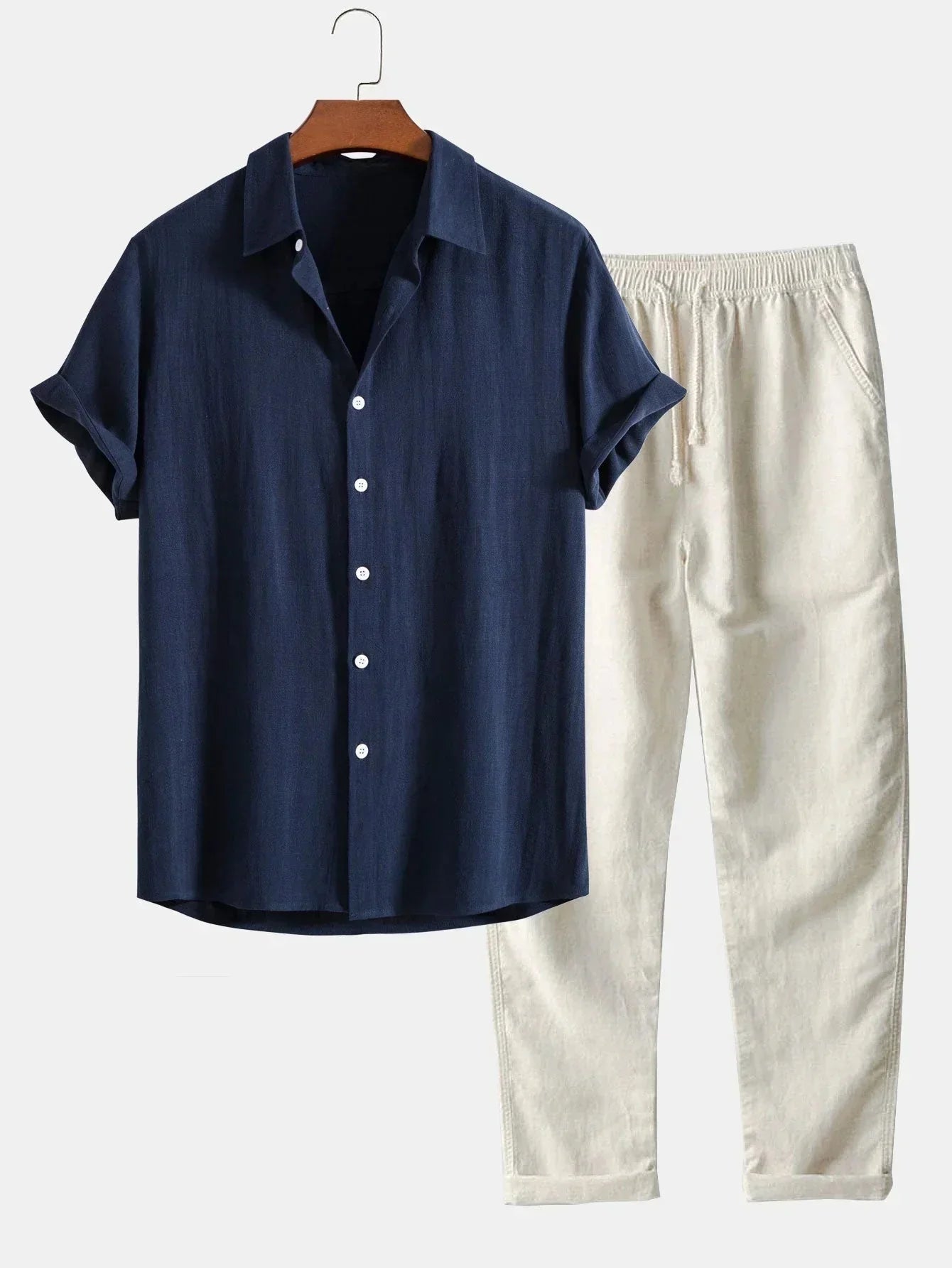 Zweiteiler – Kurzarm – Elastischer Bund – Sommerkleidung – Set für Herren