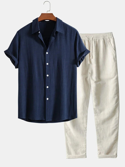 Zweiteiler – Kurzarm – Elastischer Bund – Sommerkleidung – Set für Herren
