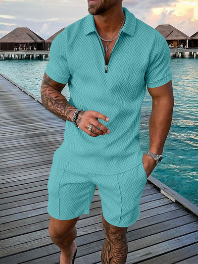 Zweiteiler Set – Sommer-Polohemd und Shorts für Herren