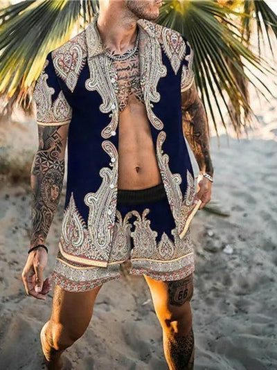 Zweiteiler – mit Knöpfen – Kurzarm – Hemd und Shorts – Sommerkleidung für Herren